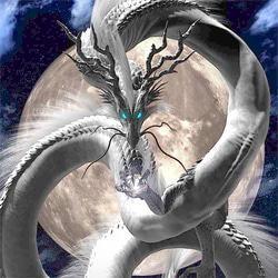 龍の絵「月光、白龍」Ａ４ 2枚目の画像