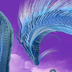 龍の絵「半月と青龍」Ａ４　竜の絵 3枚目の画像