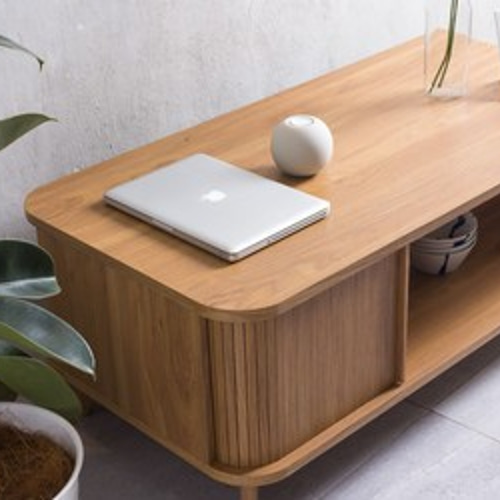 蛇腹扉 北欧 オーク無垢材使用 ローボード 幅120cm テレビ台