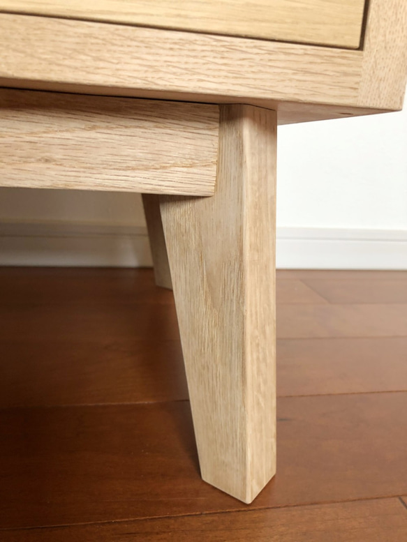 ホワイトオーク　ティーテーブル　無垢材　抽斗　スライドレール　素地　木 7枚目の画像