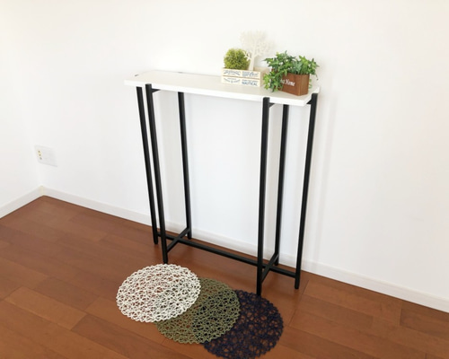 寸法オーダー可】 コンソールテーブル アイアン ホワイト