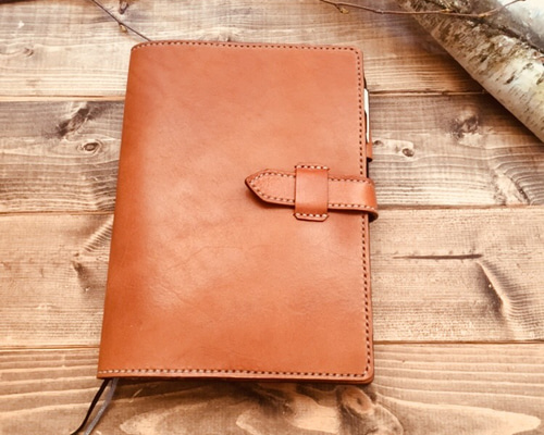 【受注製作】栃木レザー A6ノートカバー 本革ノートカバー A6 お薬手帳カバー 栃木レザー NATURAL ヌメ革