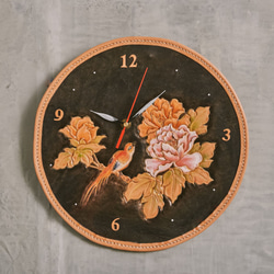 ユニークな純粋な革手作りの革の彫刻の時計 - 直径29センチメートル 1枚目の画像