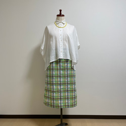 初夏に爽やかグリーンチェック　Aラインスカート 1枚目の画像