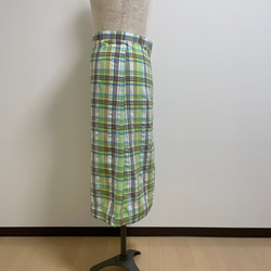 初夏に爽やかグリーンチェック　Aラインスカート 4枚目の画像