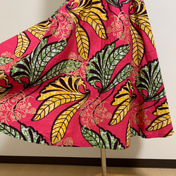 ピンクが綺麗なアフリカ布　　フレアースカート！ 2枚目の画像