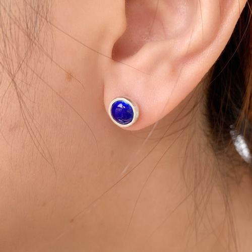 七宝焼き ピアス ペア 紺青 / シルバー 925、エナメル ピアス