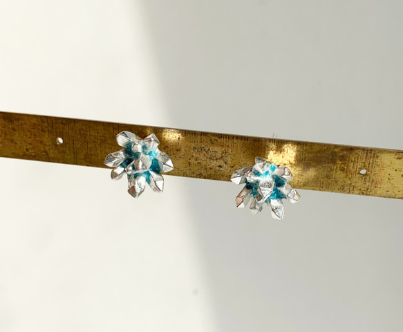 礦石結晶系列-純銀小礦物珐瑯耳環-一對 第2張的照片