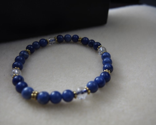 学業成就、試験や受験のお守りに！ソーダライト×水晶 ブレスレット 86