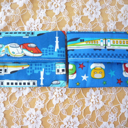 送料無料　ポケットティッシュケースセット　新幹線　ブルー 1枚目の画像