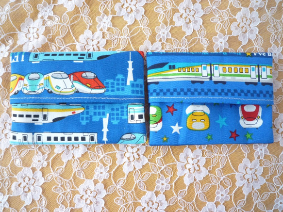送料無料　ポケットティッシュケースセット　新幹線　ブルー 1枚目の画像