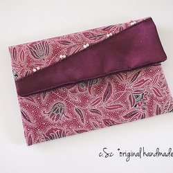 お数珠袋　赤紫色～アンティーク着物地 1枚目の画像