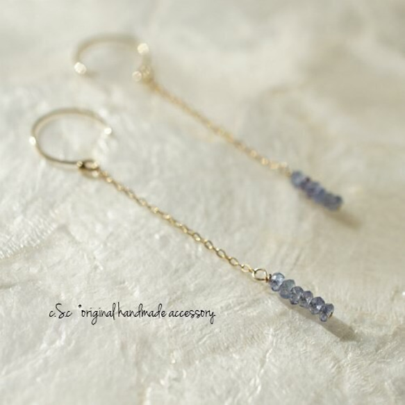 専用✳︎タンザナイトとマラヤガーネット　14kgf　天然石ピアス/イヤリング Tanzanite*タンザナイト14kgfラインピアス（イヤリング） ピアス