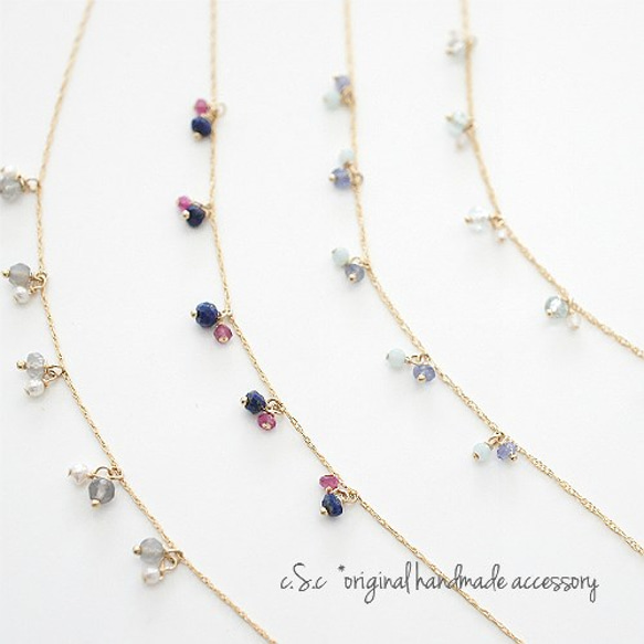 小さな天然石のついた14kgf華奢ブレスレット ブレスレット c.S.c 通販