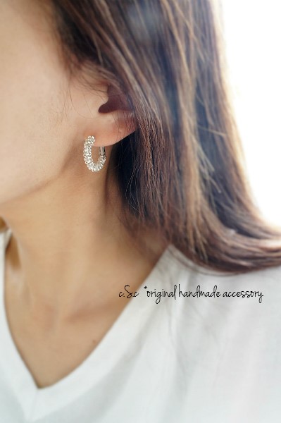 bone] オーガニックthin middle シルバー フープ ピアス（ピアス