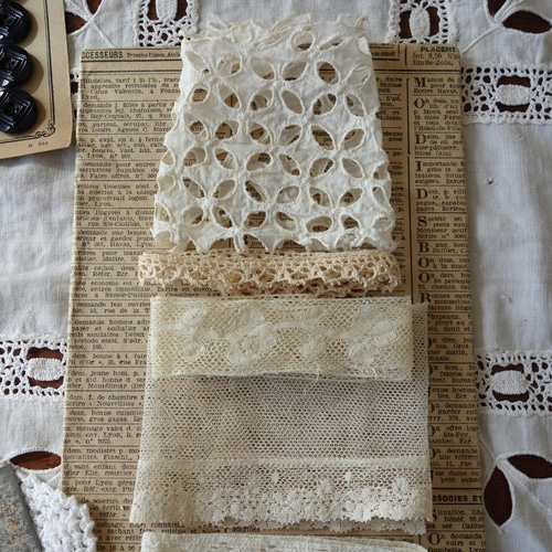 フランス アンティークレース.モチーフ色々セット フランス アンティークレースセット C549 レース vmt antique