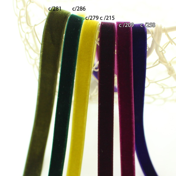 3m卷[綠色和紫色] 4mm / 6mm / 9mm / 12mm / 19mm 單面天鵝絨絲帶 日本製造 / 編號 6906- 第2張的照片