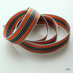 SHINDO [1m單位] SIC1001-24mm日本製造條紋絲帶/＃11灰色+橙色 第3張的照片