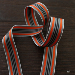 SHINDO [1m單位] SIC1001-24mm日本製造條紋絲帶/＃11灰色+橙色 第5張的照片