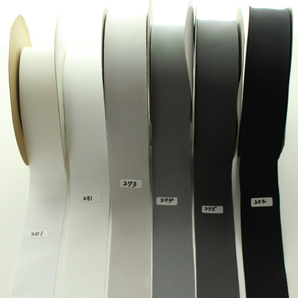 [3m ｃｕｔ / 38mm 寬度] 黑色/白色/灰色派★No、7100-38mm 寬度羅緞絲帶Petasham Made in 第1張的照片