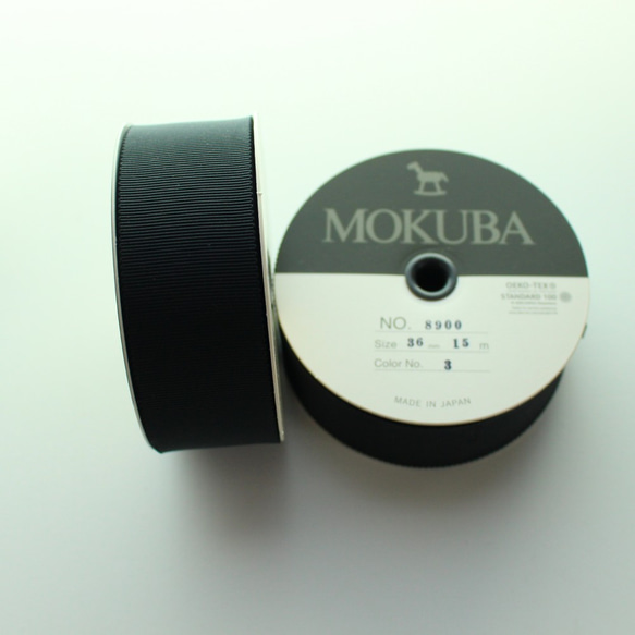 [1m/黑色] MOKUBA8900-36mm/c3 黑色羅緞緞帶 MOKUBA 緞帶 日本製 第6張的照片