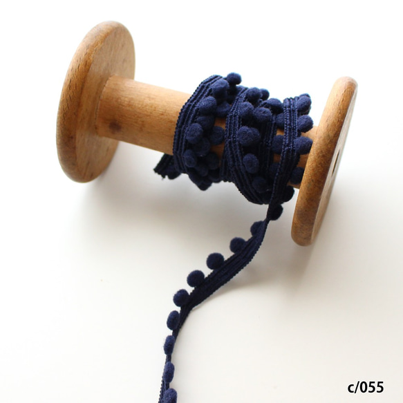 055 Navy [2m unit] 5mm width Pompon tape Made in Japan Petit bla 第1張的照片