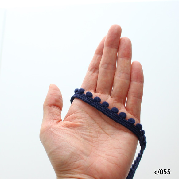 055 Navy [2m unit] 5mm width Pompon tape Made in Japan Petit bla 第2張的照片