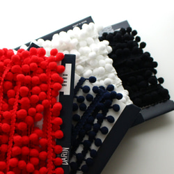 Black/White/Red/Navy [1m unit] 10mm wide ball Pom-pom tape Pom-p 第1張的照片