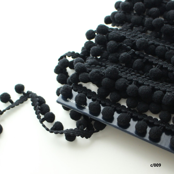 Black/White/Red/Navy [1m unit] 10mm wide ball Pom-pom tape Pom-p 第7張的照片