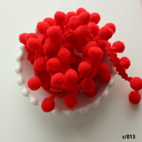 Black/White/Red/Navy [1m unit] 10mm wide ball Pom-pom tape Pom-p 第9張的照片