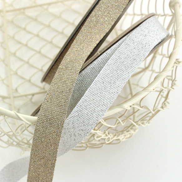 [15mm/2色] No,1190 Linen glitter Linen ribbon 第2張的照片