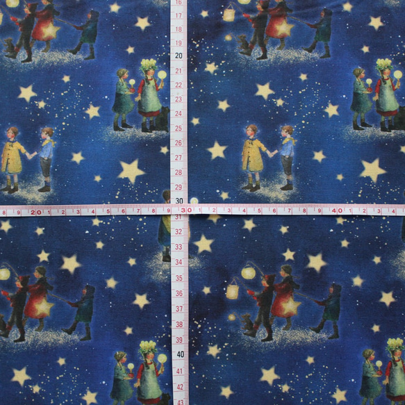 【145cm×50cm】ドイツ輸入生地　acufactum824　星空と子供たちの生地ブルー 5枚目の画像