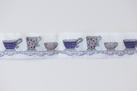 茶杯處理提洛爾帶（大約寬度20毫米）acufactum有限公司[50厘米單元] 04白色×紫 第3張的照片
