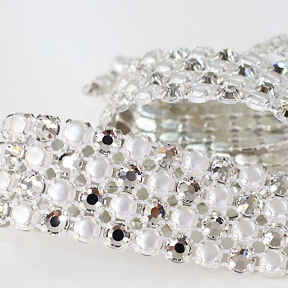 Pleisa的珍珠和水晶萊茵石【5厘米單位】寬約20毫米 第1張的照片