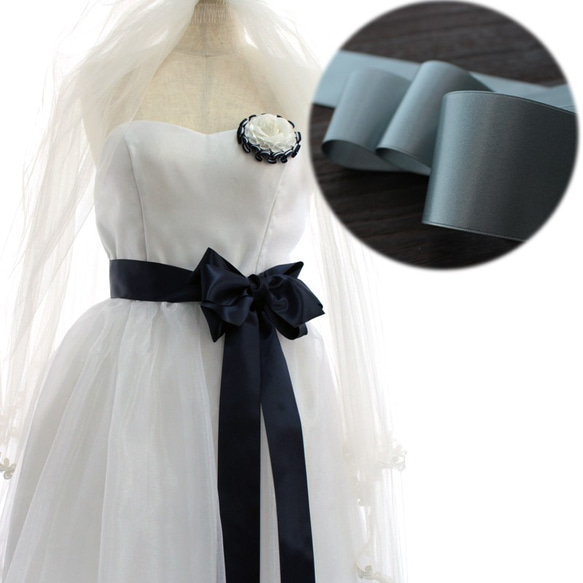 【#274グレー/3ｍ入】50mm幅　ウエディングサッシュベルト用　国産・両面サテンリボン/6200-50mm 5枚目の画像