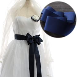 【#226海軍藍/含3m】50mm寬雙面緞帶婚禮腰帶/6200-50mm 第3張的照片