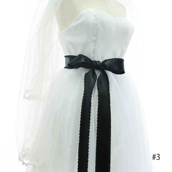 [5米卷] MOKUBA4895-50mm/#3 黑色褶邊緞帶 MOKUBA 婚禮腰帶絲帶 第1張的照片