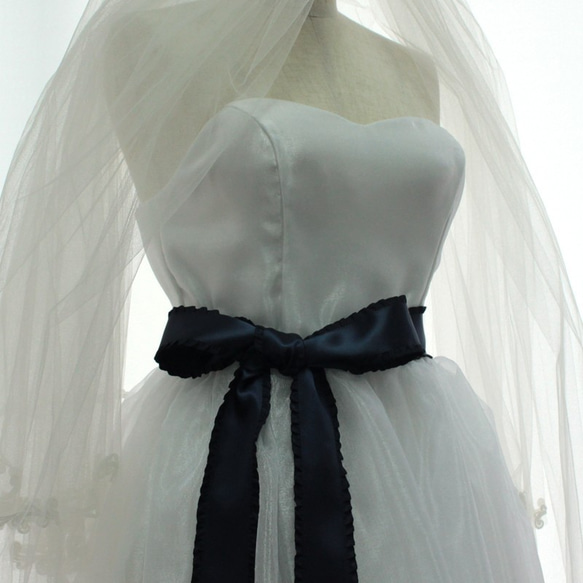 [5米卷] MOKUBA4895-50mm/#3 黑色褶邊緞帶 MOKUBA 婚禮腰帶絲帶 第2張的照片