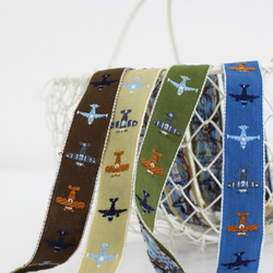【約寬19mm/#042米色】No, 144-43 Airplane pattern Tyrolean帶子提花織帶織帶/日本製造 第2張的照片