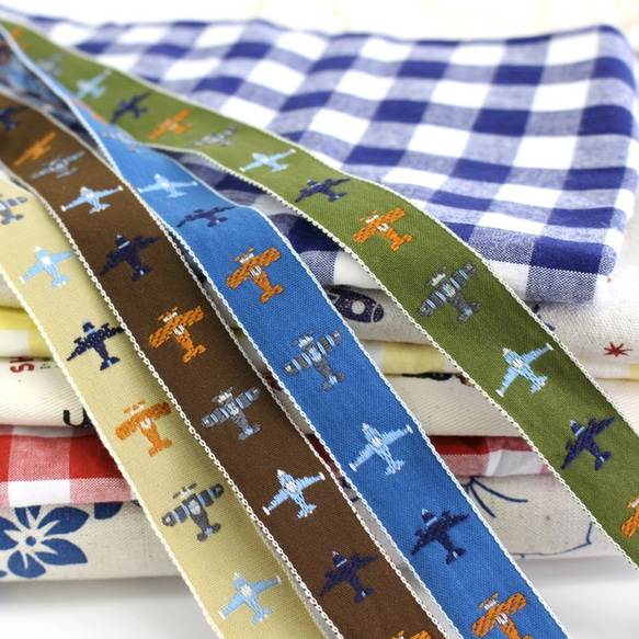 【約寬19mm/#042米色】No, 144-43 Airplane pattern Tyrolean帶子提花織帶織帶/日本製造 第4張的照片