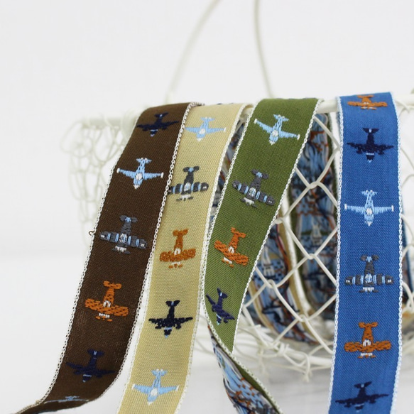 【約寬19mm/#053藍色】No, 144-43 Airplane pattern Tyrolean tape 提花織帶 織帶 第2張的照片