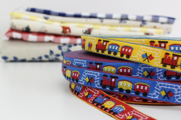 【約寬17mm/#80黃色】No.5976 Locomotive Pattern Tyrolean Tape 提花緞帶 Tyro 第6張的照片