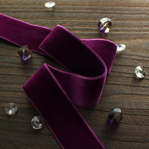 ベロアリボン【日本製/両面】3・6・9・12・18・24・36・48mm幅★CO6900ベルベット/209赤紫 1枚目の画像