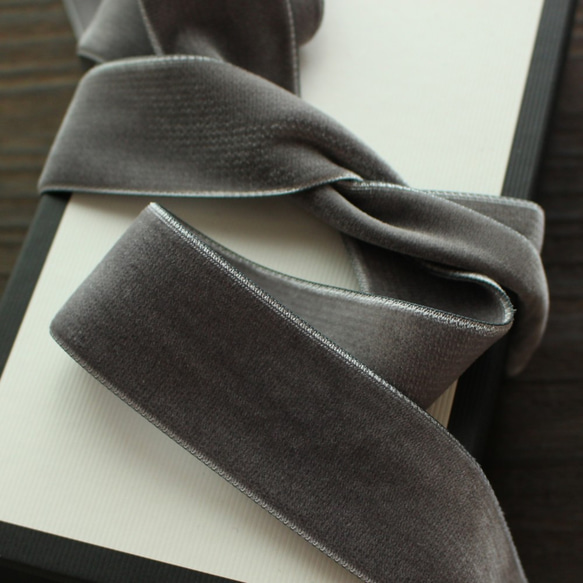 ベロアリボン【日本製/両面】3・6・9・12・18・24・36・48mm幅★CO6900ベルベット/275グレー 6枚目の画像