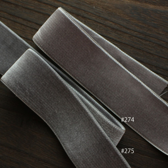 ベロアリボン【日本製/両面】3・6・9・12・18・24・36・48mm幅★CO6900ベルベット/275グレー 7枚目の画像