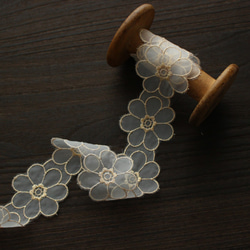 [50厘米單位]寬約50毫米的薄紗蕾絲花邊花朵，帶包邊金日本製造No，873004G 第8張的照片
