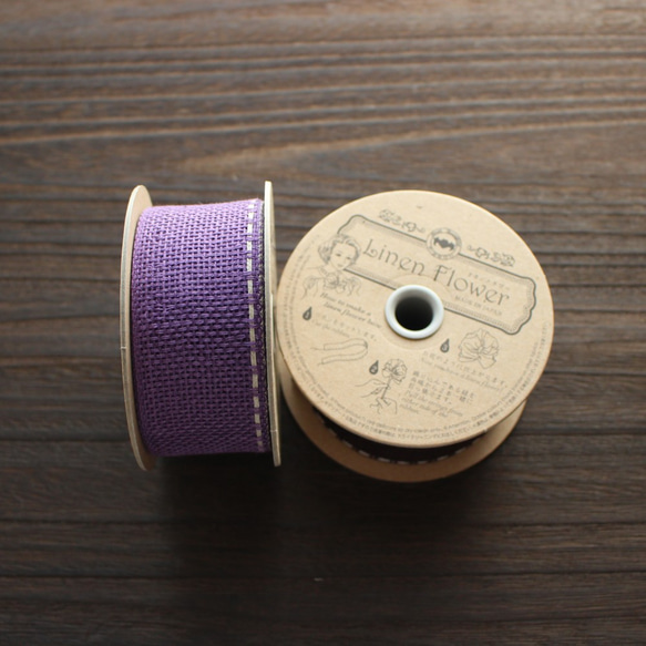[4cm寬/5m卷]亞麻花絲帶一鍵花No.1176-40mm/06紫色 第1張的照片