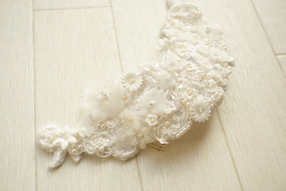 立体小花の小ぶりなヘッドドレス【HD104】 2枚目の画像