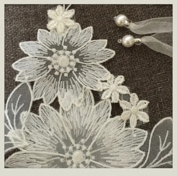 お花リボン ブライダル フィンガーレスグローブ【G301】 4枚目の画像