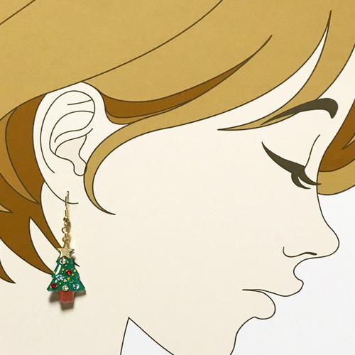 再販】クリスマスツリーのピアス ピアス（フック・チェーン） hassy
